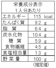 のらぼう菜のかんたん白和え（栄養成分表示）